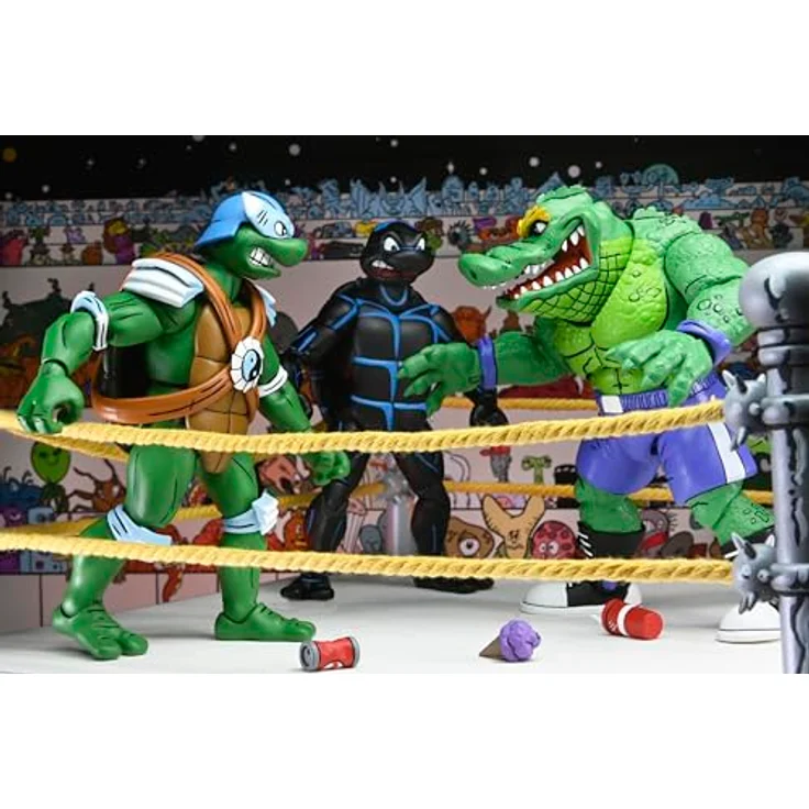 NECA Teenage Mutant Ninja Turtles (Archie Comics) Actionfiguren 4er-Pack Stump Wrestling Turtles, 18 cm, mit Zubehör in Fensterbox – Bild 8