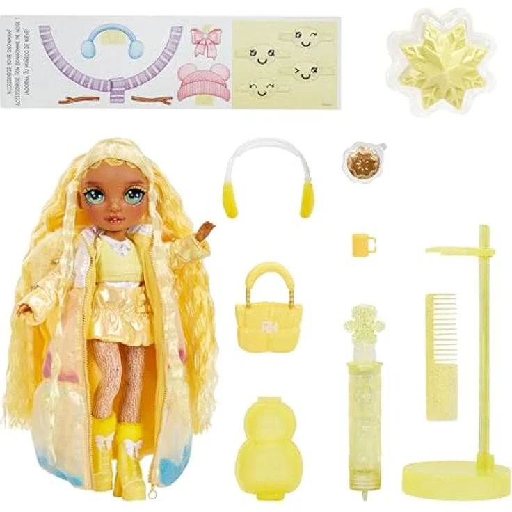 Rainbow High Anziehpuppe Winter Wonderland Doll - Sunny (Yellow), mit magischem Schnee und Schneemann Bastelset – Bild 2