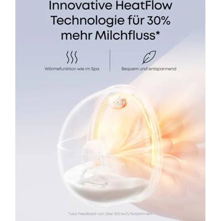 eufy Tragbare Milchpumpe E20, Elektrische Milchpumpe mit 3 Heizstufen, HeatFlow Technologie, Krankenhausqualität Saugkraft, leise & diskret – Bild 2