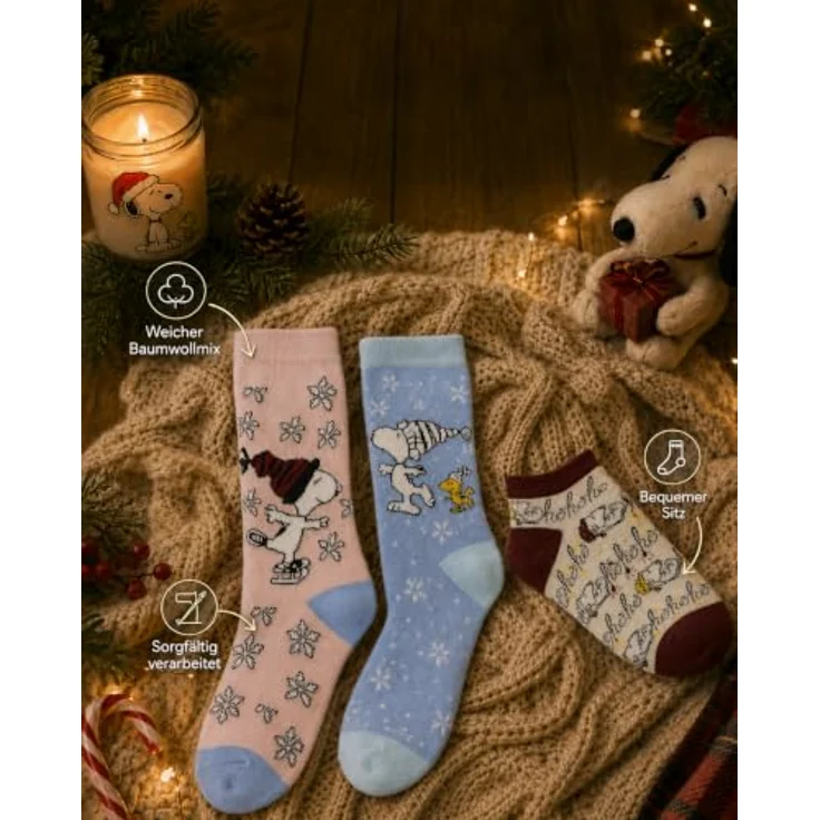Sockswear Peanuts Socken Adventskalender, Größe 37-41, mehrfarbig, 75% Baumwolle – Bild 2