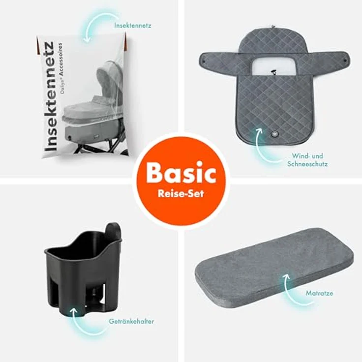 Daliya BAMBIMO 2in1 Kinderwagen & Buggy, grau mit silbernem Rahmen, Babywanne umbaubar zum Sportsitz, UV-Schutz 50+, belüftete Klimazonen, pannensichere Airless Reifen – Bild 3