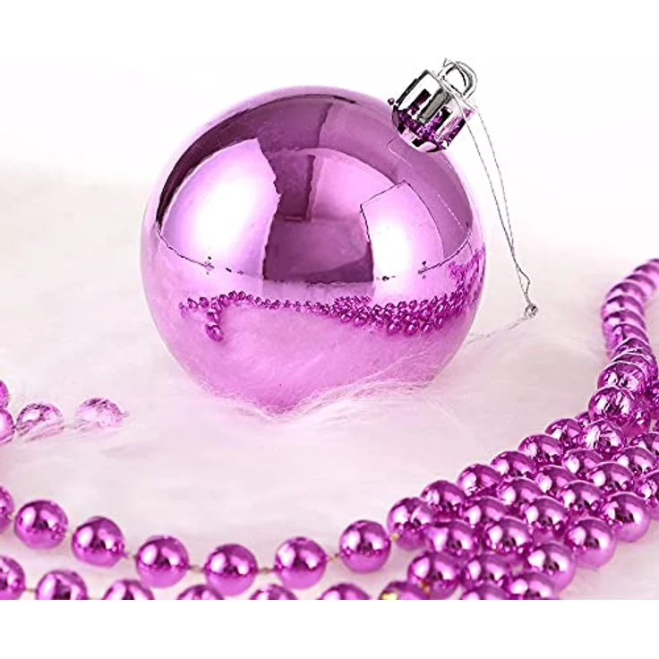DEUBA® Weihnachtskugeln 100tlg Ø 3-6cm Kunststoff matt glänzend Christbaumkugeln Christbaumschmuck Anhänger Weihnachtsbaumkugeln Weihnachtsdeko Rosa – Bild 5