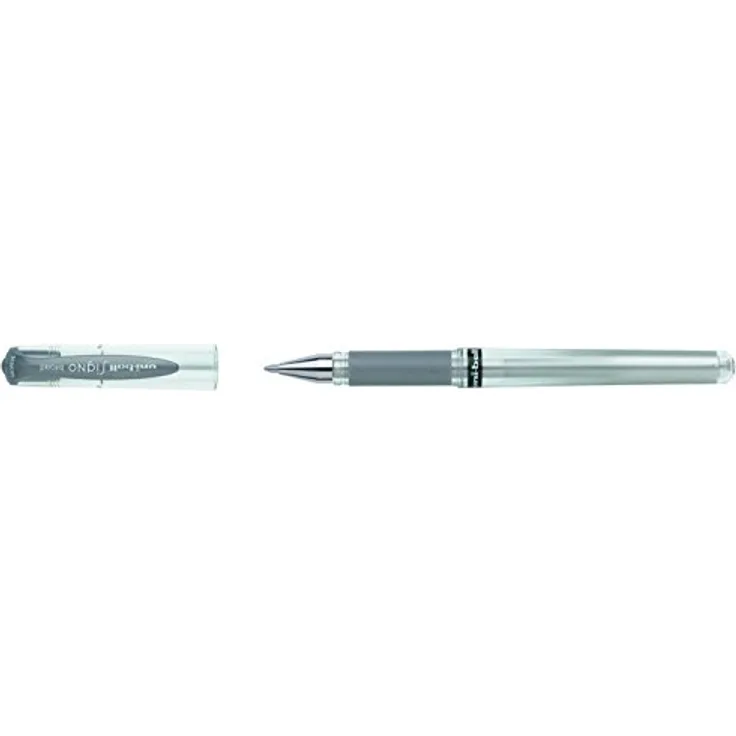 Uni-ball Signo Broad UM-153 W, Flüssigtintenstift mit 0,6 mm Strichbreite, schnell trocknend, Silber, 12 Stück