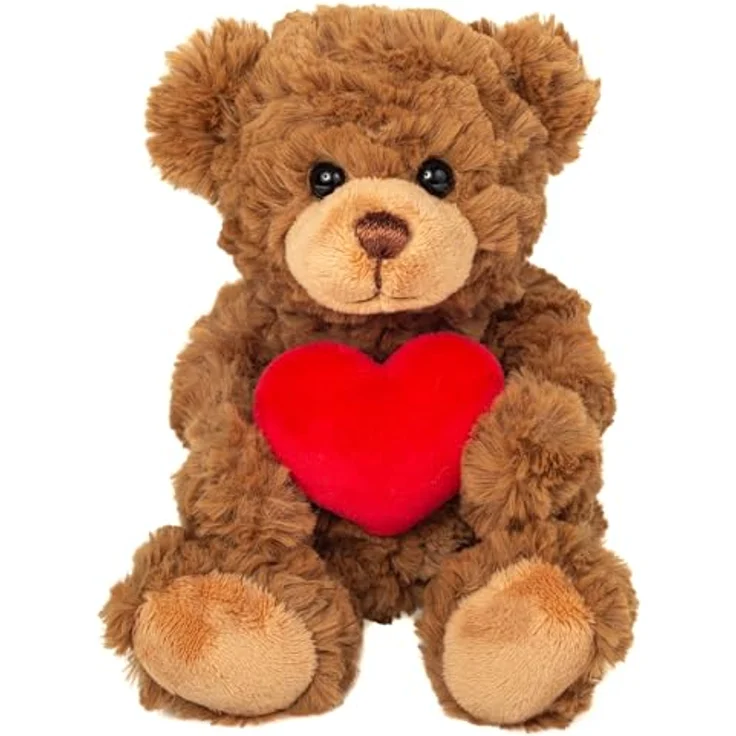 Teddy Hermann 91330 Teddy mit Herz, braun, Kuscheltier aus Plüsch, 20 cm, sicher für Kinder ab 0 Monaten, waschbar 30 Grad – Bild 1