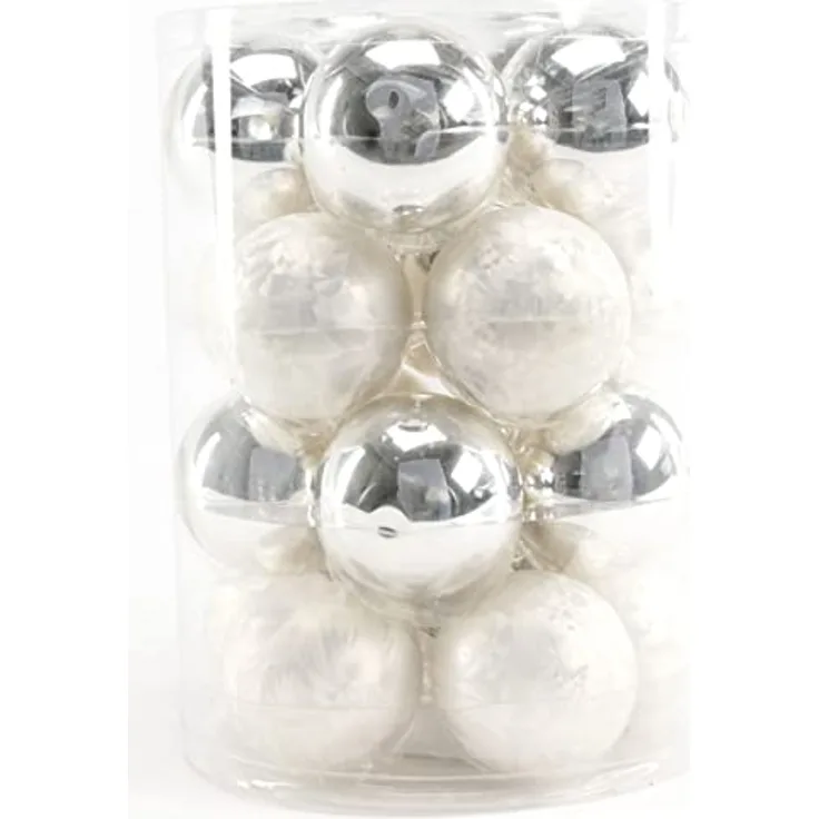 TrendLine Weihnachtskugeln aus Glas Ø60mm weiß 20 STK Christbaumkugeln Xmas