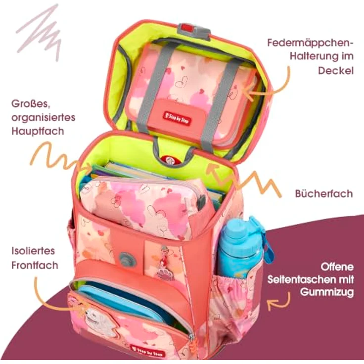 Step by Step Schulranzen Cloud, Dog Kira, mit 1 Vordertasche und 2 Seitentaschen, verstellbar und geeignet für Kinder ab 5 Jahren – Bild 5