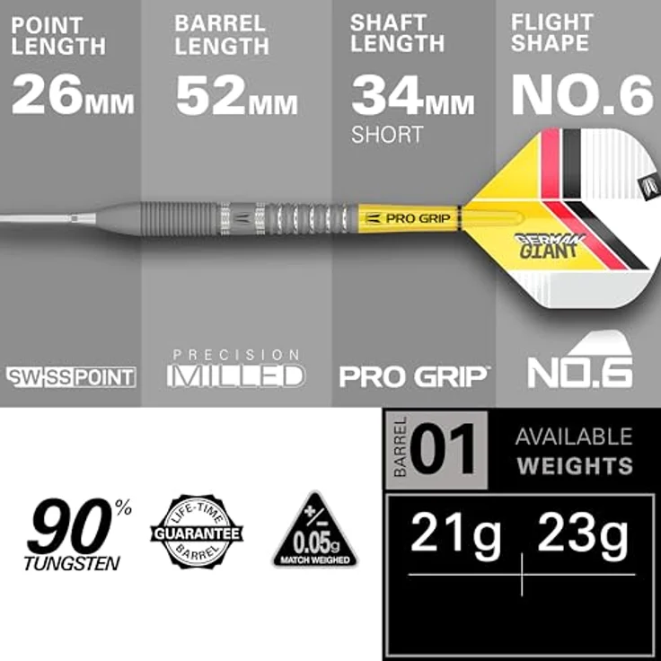 Target Darts Gabriel Clemens Gen 2, 21G Steeldarts mit 90% Wolfram und Swiss Point Technologie, inkl. Pro Grip Schäften und Pro Ultra Flights – Bild 3