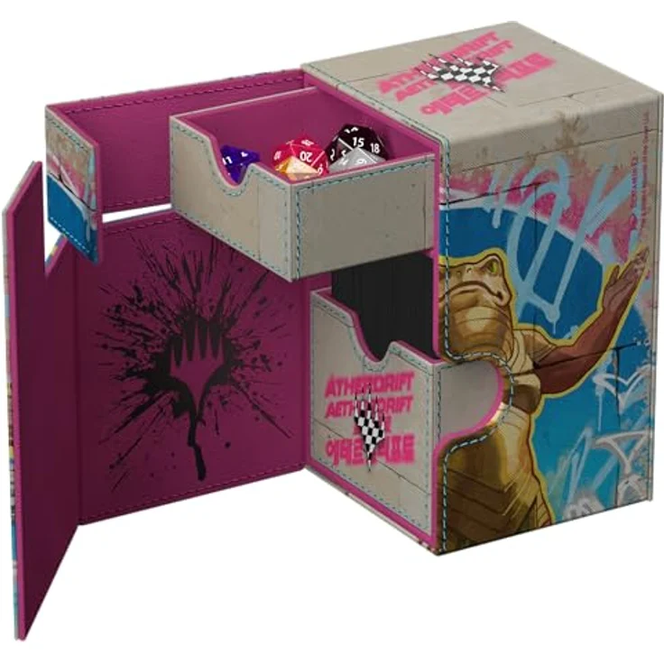 Ultimate Guard Flip'n'Tray 100+, Sammelkarten-Zubehör für Magic: The Gathering, Xenoskin-Material, für 100 doppelt gesleevete Karten, mit Würfelfach, Aetherdrift - Sab-Sunen, Luxa Embodied, Ätherdrift 2 – Bild 5