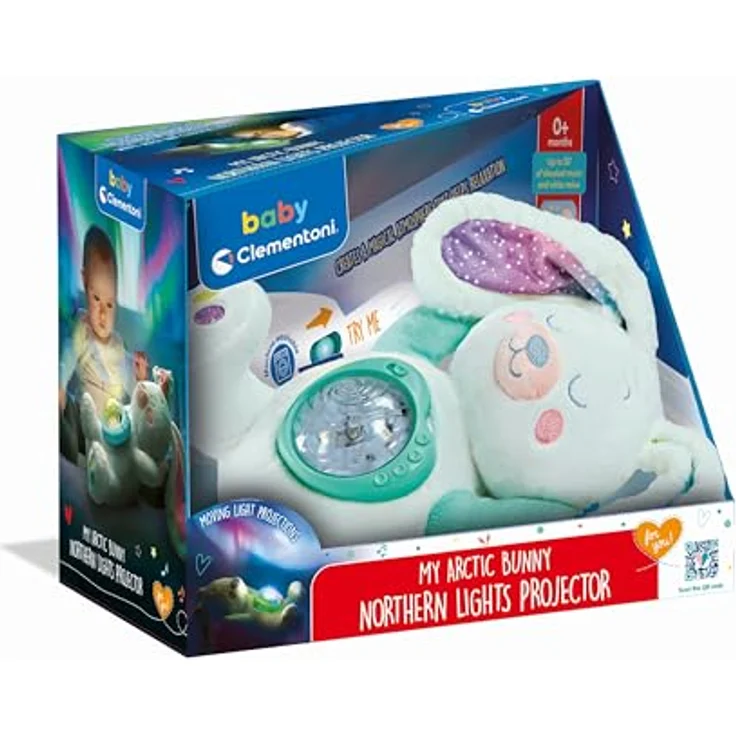 Clementoni 17502 Schneehase mit Nordlicht-Projektion, Babyspielzeug mit Musik und Naturgeräuschen, 33 cm – Bild 2