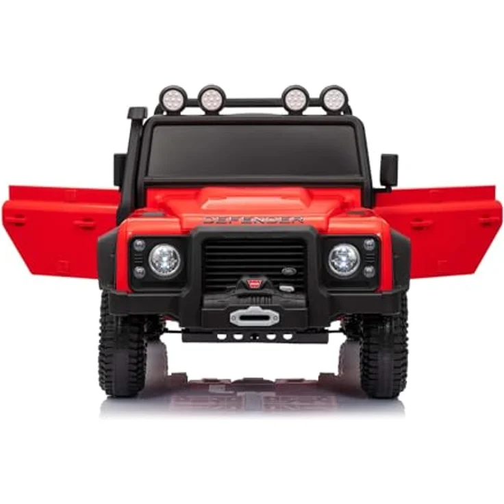 Beneo Elektrisches Kinderfahrzeug Land Rover Defender 110 SVX 12V, rot, 4x4-Antrieb, LED-Lichter, Bluetooth, USB/AUX-Eingang, Lithium-Akku, 4 x 25W-Motor, originale Lizenz – Bild 3