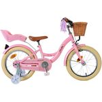 Volare Kinderfahrrad Blossom für Mädchen 16 Zoll in Rosa, mit Puppensitz und Weidenkorb