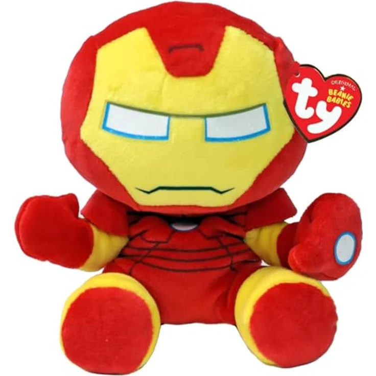 TY Iron Man Marvel Avengers Beanie Babies Regular, Weichplüsch Spielzeug, Kuscheliger Plüschteddy, rot & gold – Bild 2