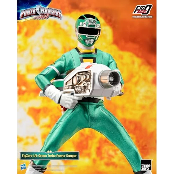 THREEZERO Power Rangers Turbo FigZero Actionfigur 1/6 Green Turbo Power Ranger, 30 cm, detailreich mit austauschbaren Teilen und Zubehör – Bild 8