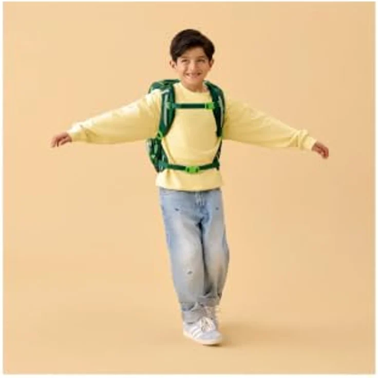 ergobag cubo light Schulranzen-Set DinosauriBär, 21 Liter Volumen, leichtes Hugging-Tragesystem, wasserabweisend, mit Sportbeutel und Flex-Front-Vordertasche – Bild 7