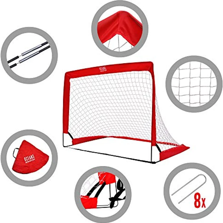 Ocean 5 Goalgetter 2er-Set Popup-Fußballtore, Faltbare Minitore für den Garten, 120 x 90 x 90 cm, Fussballtore für Kinder und Jugendliche, Klappbare Tore für Spiele wie Hockey und Handball, strapazierfähig – Bild 3