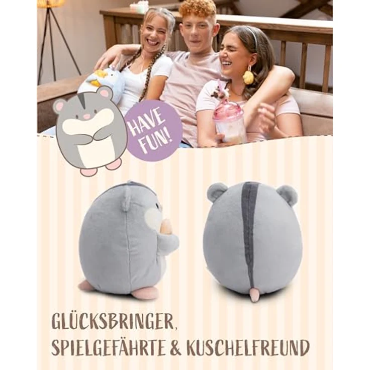 NICI MYMOCHI Kuscheltier Hamster Shai 27cm mit Keks grau - Niedliches Plüschtier aus weichem Plüsch für Kinder & Erwachsene – Bild 5