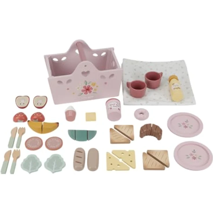 Little Dutch 8025 FSC Holz Picknick-Set, 31-teiliges Zubehör, rosa, für Kinder ab 3 Jahren – Bild 4