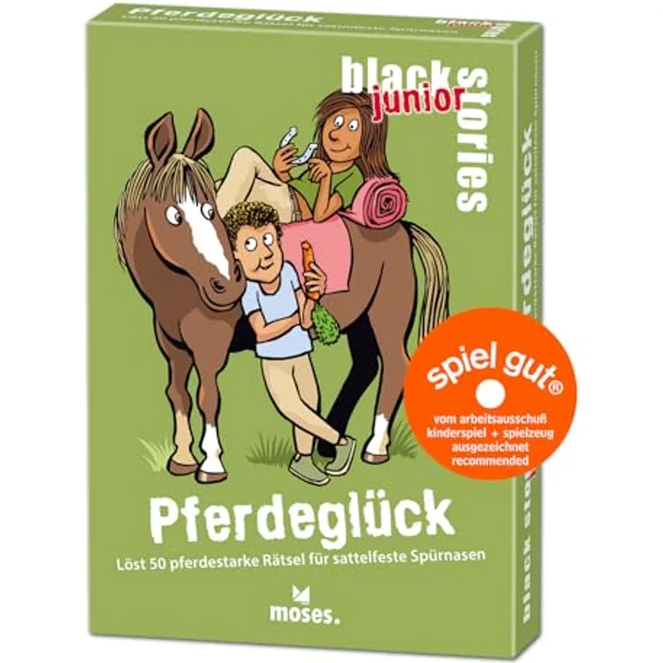 moses. Black Stories Junior Pferdeglück - Rätsel Kartenspiel für Kinder ab 8 Jahren, mit Spielvariante und Punktechips