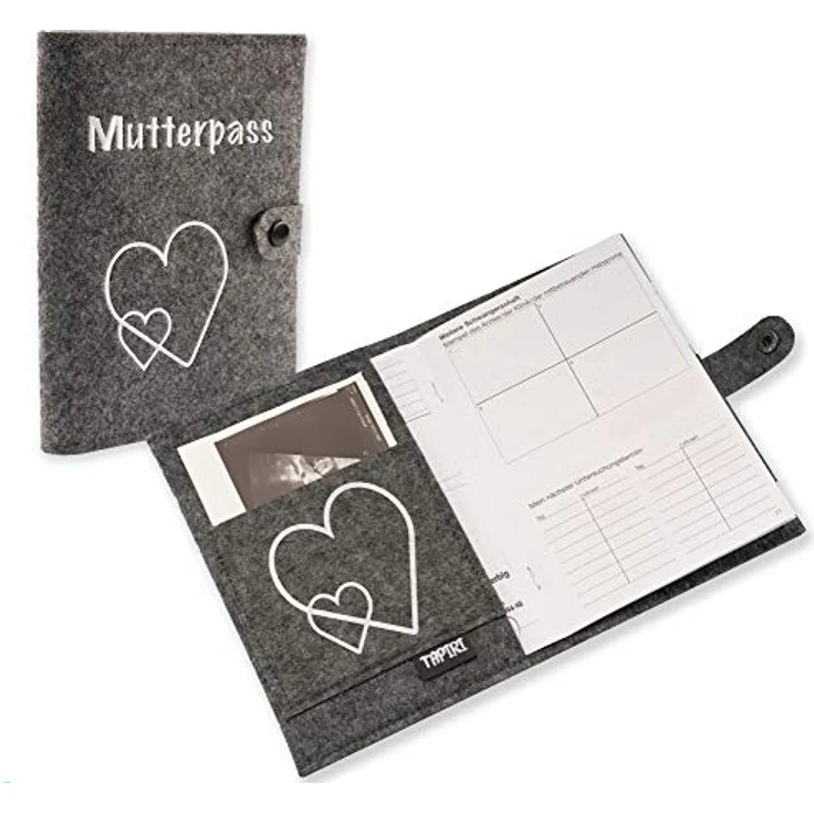 Mutterpasshülle mit Verschluss für deutschen Mutterpass mit Tasche für Ultraschallbilder und Impfpass, Mutterpass Hülle aus Filz als Geschenk - Preisvergleich – Bild 2