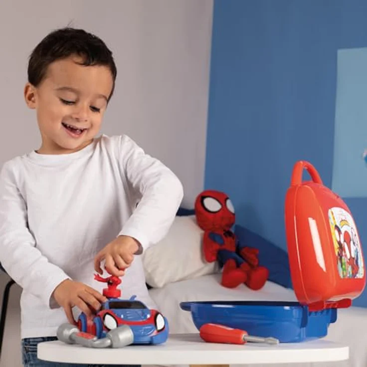 Smoby Spidey Werkzeugkoffer Auto Set, Spielzeug-Auto mit Montagesatz und Werkzeug für Kinder ab 3 Jahren, 1 Stück – Bild 4