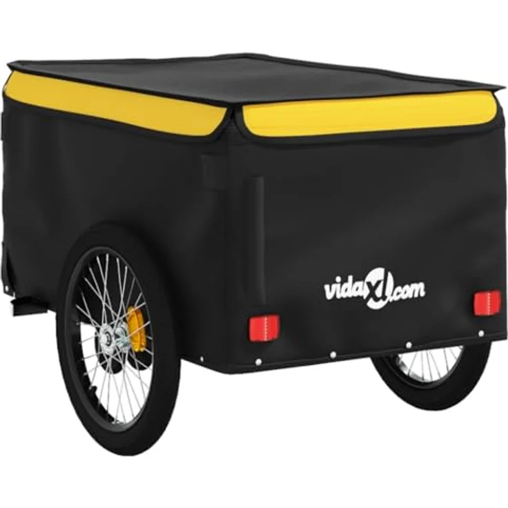 vidaXL Fahrradlastenanhänger Fahrradanhänger Schwarz und Gelb 45 kg Eisen, Robustes Material, Praktisches Design, Cleveres Design – Bild 9