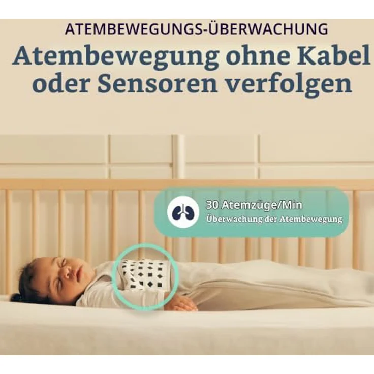 Nanit Pro Kamera Babyphone Komplettset, Bodenständer, Atemüberwachungsband, 130° HD-Kamera, Zwei-Wege-Audio, 12 Monate Insights – Bild 3