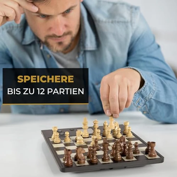 Millennium Chess Genius Pro 2024, Schachcomputer mit Holzoptik, 2200 ELO, Farbdisplay, Drucksensorbrett, magnetische Echtholzfiguren – Bild 7