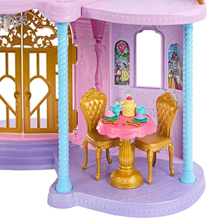 DISNEY Princess - Magisches Abenteuerschloss -Puppenhaus, 10 Spielbereiche, magische Licht- und Geräuscheffekte, fliegender Teppich, 28 Einrichtungsgegenstände, für Kinder ab 3 Jahren, HLW29 – Bild 5