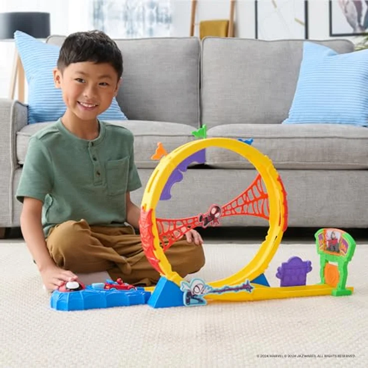 Spiderman Spidey 61 cm Looping Rennbahn, inklusive exklusivem Diecast-Fahrzeug für Kinder ab 3 Jahren – Bild 7