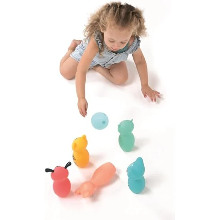 LUDI LUDI 30136, Farbe: bunt, Bowling-Set mit 5 Tierkegeln und Ball, fördert motorische Fähigkeiten für Kinder ab 10 Monaten – Bild 3
