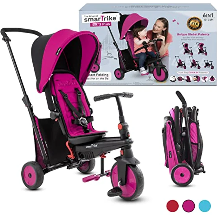 smarTrike® SmarTfold STR3 faltbares Dreirad für Kinder, pink, ab 10 Monaten geeignet, belastbar bis 18 kg – Bild 2