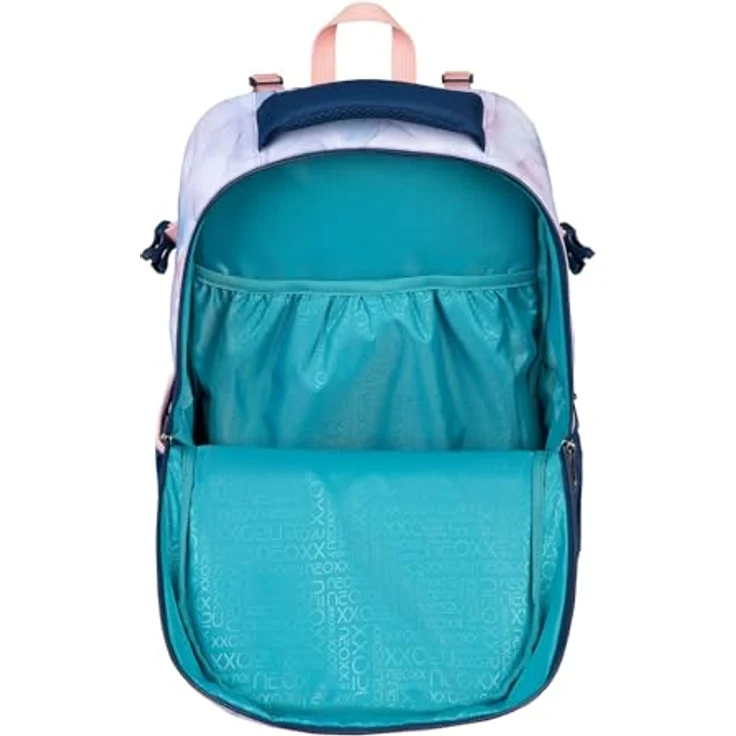 neoxx Schulrucksack ACTIVE Pro Dreaming of Pastel, aus recycelten PET-Flaschen, 3 Fächer + Geheimfach, höhenverstellbare gepolsterte Träger, Volumen ca. 30 Liter – Bild 5