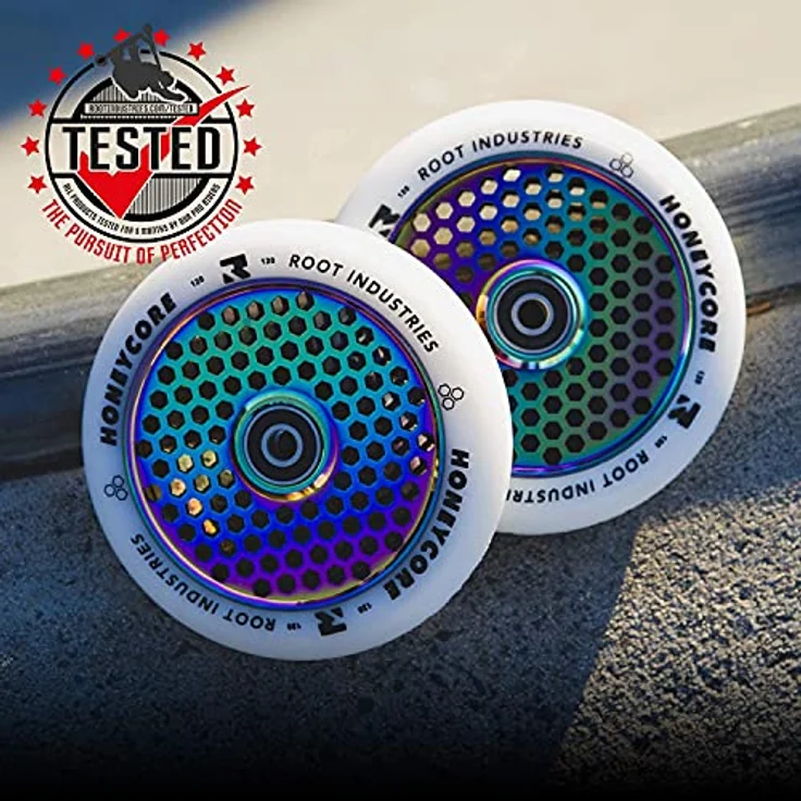 Root Industries Honeycore Stunt-Scooter Rollen 110mm, Aluminiumkern, Neochrom, 200g – Bild 6