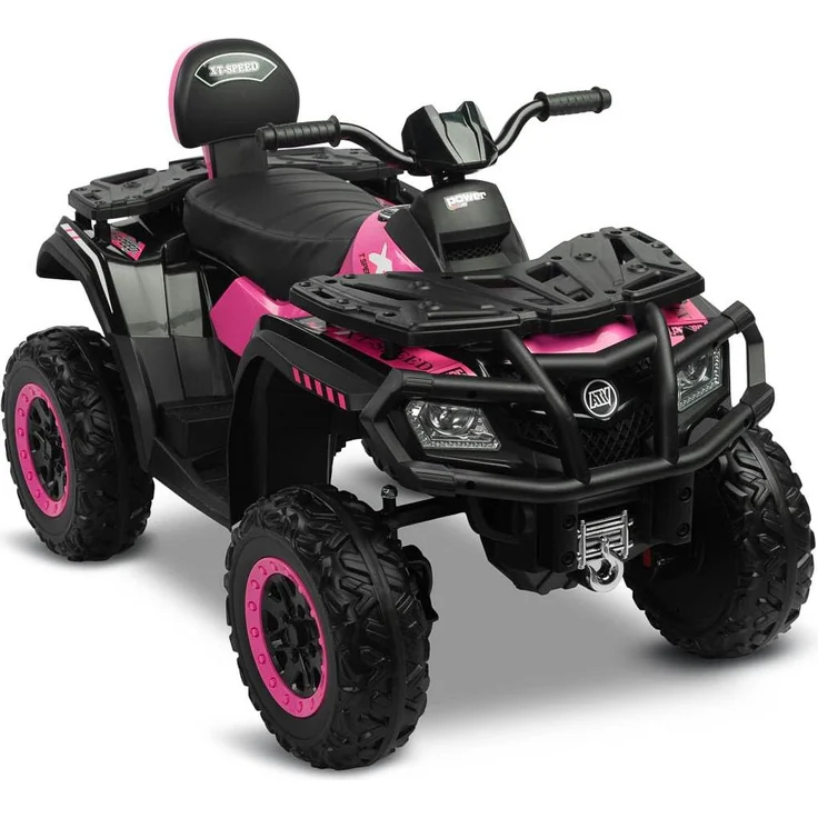 TOYZ Rush Quad, Akkubetriebenes Kinderfahrzeug mit 4x80W Motoren, Multimedia-Panel und Slow-Start-Funktion, Rosa, für Kinder 3-8 Jahre