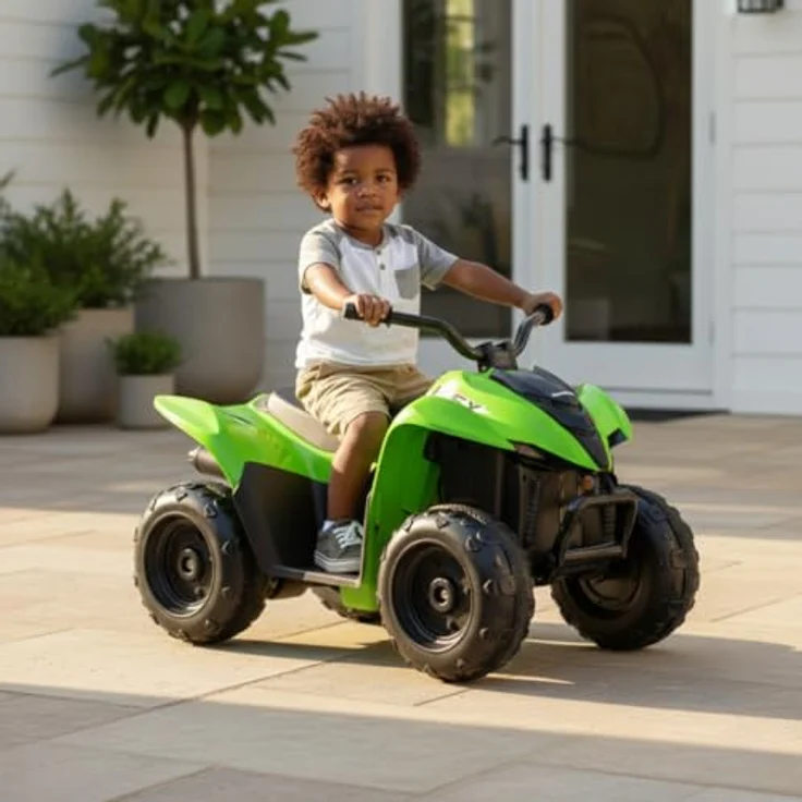 INJUSA Kawasaki KFX90 Elektro-Quad für Kinder, 12 V, mit Gaspedal, LED-Lichtern, elektrischer Bremse, Geschwindigkeit 5 km/h, grün – Bild 4