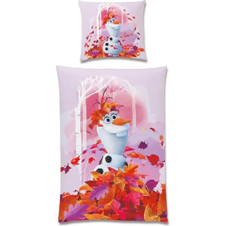 BERONAGE Frozen Kinder Bettwäsche Die Eiskönigin Olaf Summer 135 x 200 cm + 80 x 80 cm 100% Baumwolle Renforcé-Linon-Qualität Disney ELSA Anna Arendelle Sven Kristoff Reißverschluss Deutsche Größe - Olaf Sommermotiv, 100% Baumwolle, atmungsaktiv, schadstoffgeprüft – Bild 3