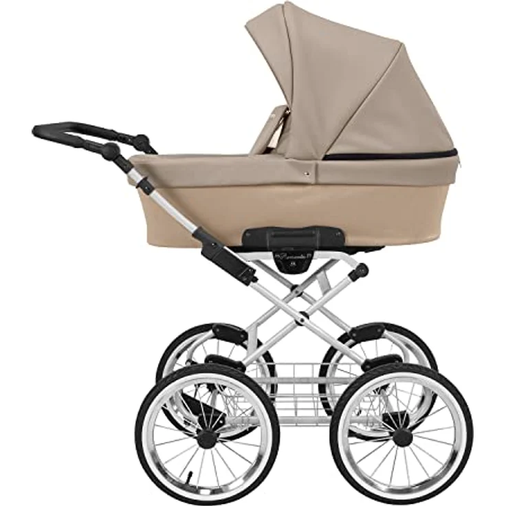 Kunert Kinderwagen ROMANTIC retro Sportwagen Babywagen Babyschale Komplettset 1 in 1, konform mit europäischen Normen, Stoßdämpfung System, einstellbare Liegefläche, blau – Bild 2