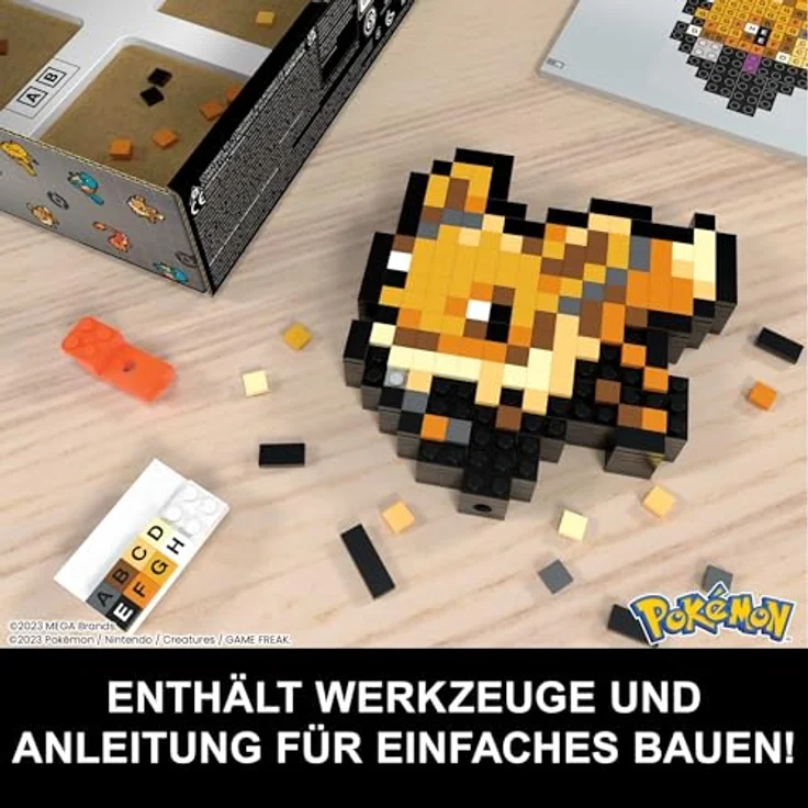 MEGA Pokemon Pixel Evoli HTH78, Sammelfigur zum Zusammenbauen im Retro-Design, kombinierbar mit anderen Pokémon – Bild 5
