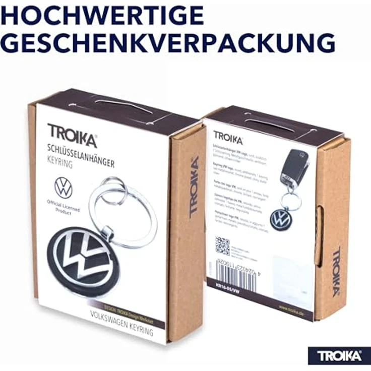 TROIKA Schlüsselanhänger Schlüsselanhänger VW-Logo VW VOLKSWAGEN KEYRING chrom/schwarz/silberfarben – Bild 6