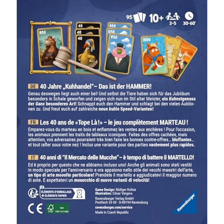 Ravensburger Kuhhandel 40th Birthday, Jubiläumsausgabe mit Holz-Versteigerungshammer und neuen Spielvarianten, für 3-5 Spieler ab 10 Jahren – Bild 6