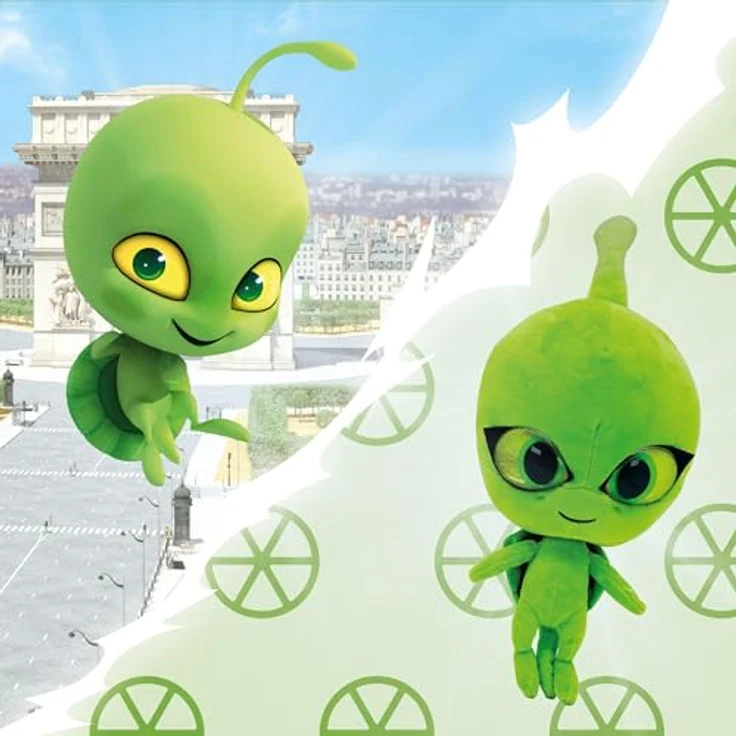 Miraculous Kwami Mon Ami Wayzz, 22,9 cm Schildkröten-Plüschspielzeug mit Kunstharzaugen und Glitzer, superweiches Plüschtier für Kinder – Bild 4