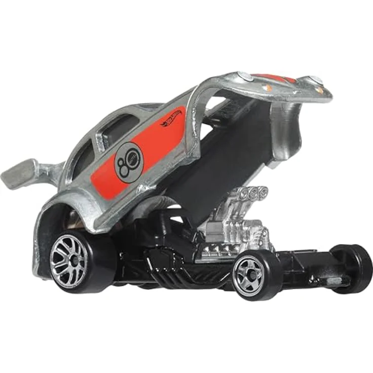 Hot Wheels Silber-Serie, 80. Jubiläum Spielzeug-Auto Set (7-tlg), Maßstab 1:64, ZAMAC-Lackierung mit roten Details – Bild 5