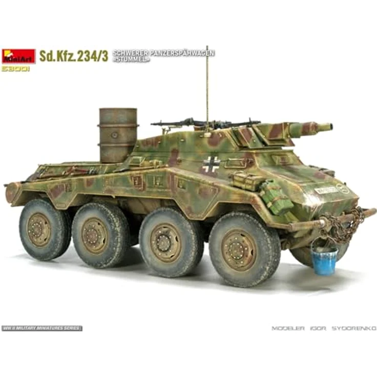 Mini Art 1:35 Sd.Kfz.234/3 Schw. Panzer Stummel, detailliertes Modellfahrzeug mit Photoätzteilen und Decals für vier Varianten – Bild 5