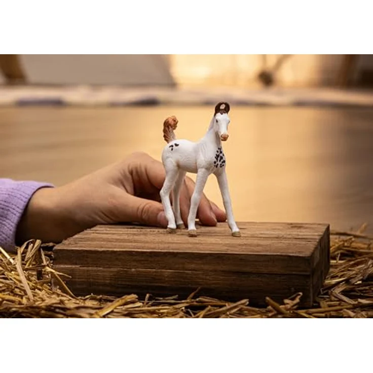 Schleich Marwari Fohlen (14896) - weiß mit brauner Scheckung, 7 x 2,6 x 8,4 cm, Teil der Horse Club Reihe – Bild 2