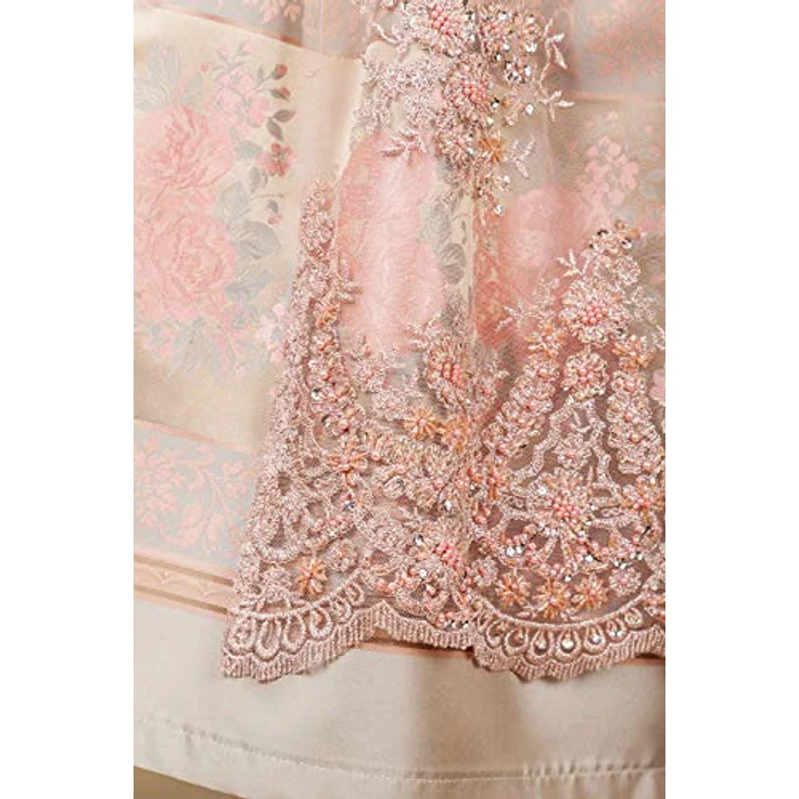 Edelnice Dirndl Rosalie, goldenes Brokatstoff Dirndl mit rosé farbenen Rosenmuster – Bild 6
