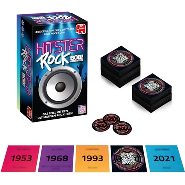 Jumbo Spiele Hitster Rock, Musikkartenspiel mit 308 legendären Rocksongs, für 2-10 Spieler, ab 16 Jahren – Bild 4