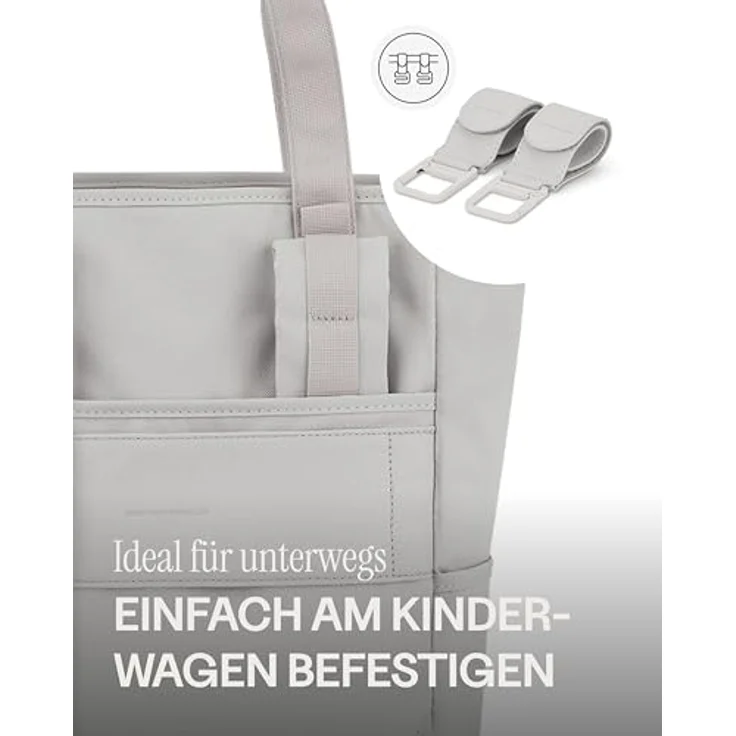 Kapten & Son Lindby Wickeltaschenset 4 tlg. mit Laptopfach, grau, 100% PET, 35 cm x 14 cm x 41 cm – Bild 2