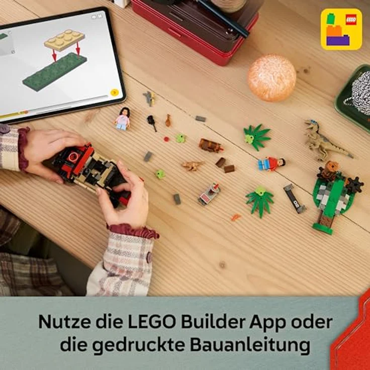 LEGO Jurassic World 76972, Raptor: Verfolgungsjagd mit Geländewagen, 285 Teile, ab 6 Jahre, mit Velociraptor und Minifiguren – Bild 6
