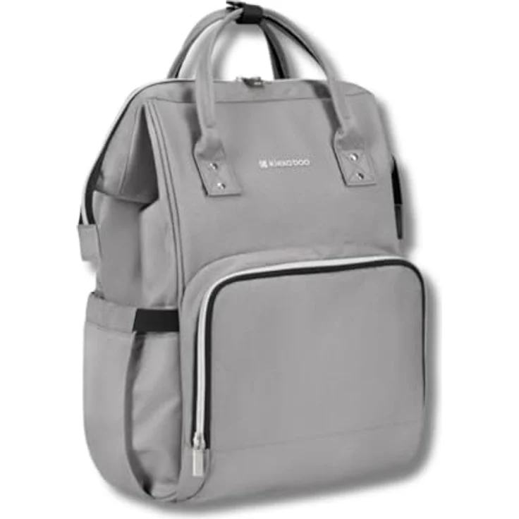 Kikka Boo Wickeltasche Siena, Rucksack mit Wickelunterlage, einstellbare Grifflänge, grau hellgrau, wasserabweisend, mit Seitentaschen und Organisationstaschen – Bild 2