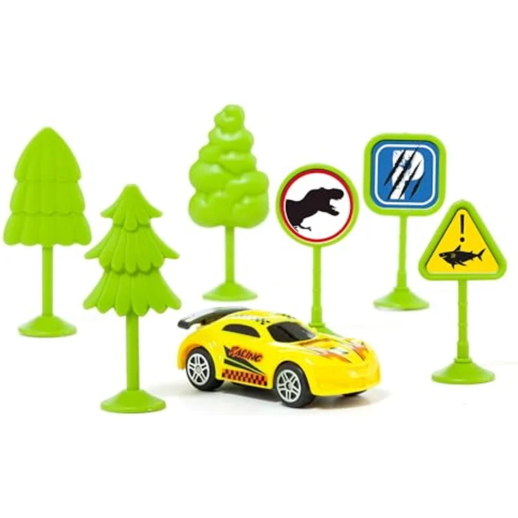 M MOLTO Beast Wheels Schiebe, Autorennbahn mit 360º Looping, Modell Dinosaurier Rex und Shark Track, inklusive 1 Reibungsauto und 6 Zubehörteilen, 107 x 28,5 x 11 cm – Bild 5